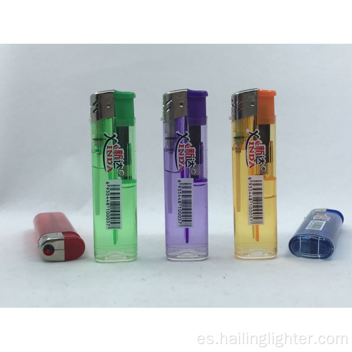 Encendedor de gas desechable de plástico con llama de cinco colores